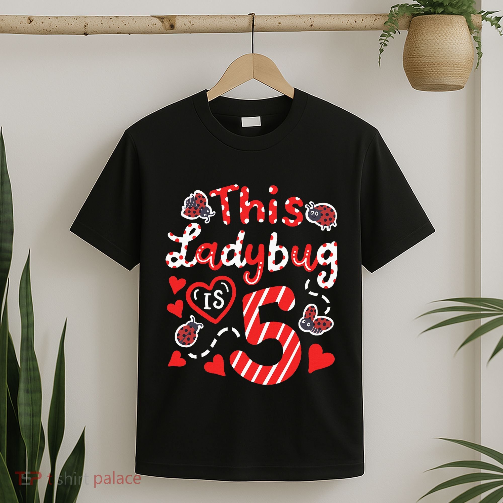 This Ladybug Is 5 Years Old 5th Birthday Girl Family Ladybug T-Shirt