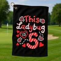 This Ladybug Is 5 Years Old 5th Birthday Girl Family Ladybug Golf Towel thumb 1