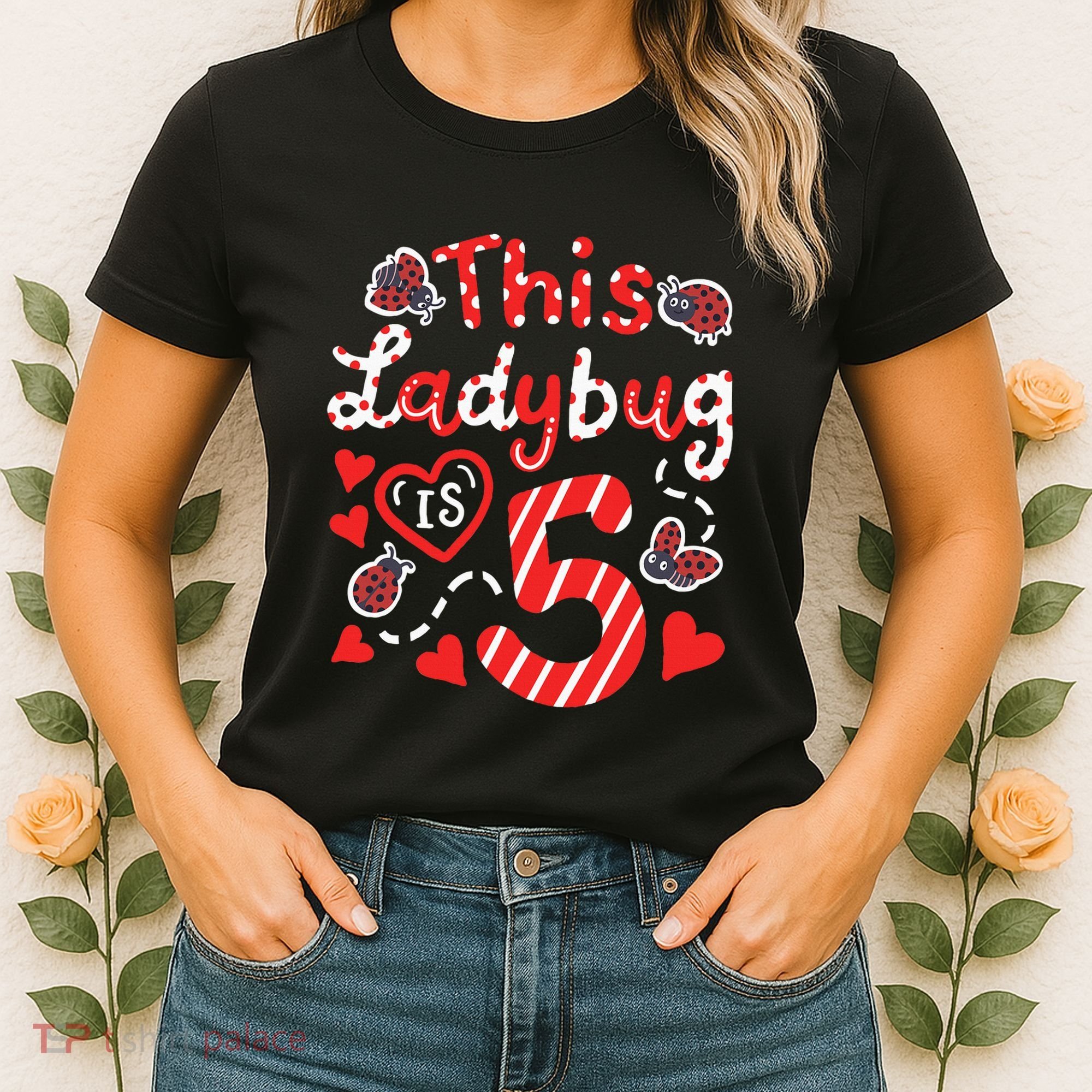This Ladybug Is 5 Years Old 5th Birthday Girl Family Ladybug Women's T-Shirt