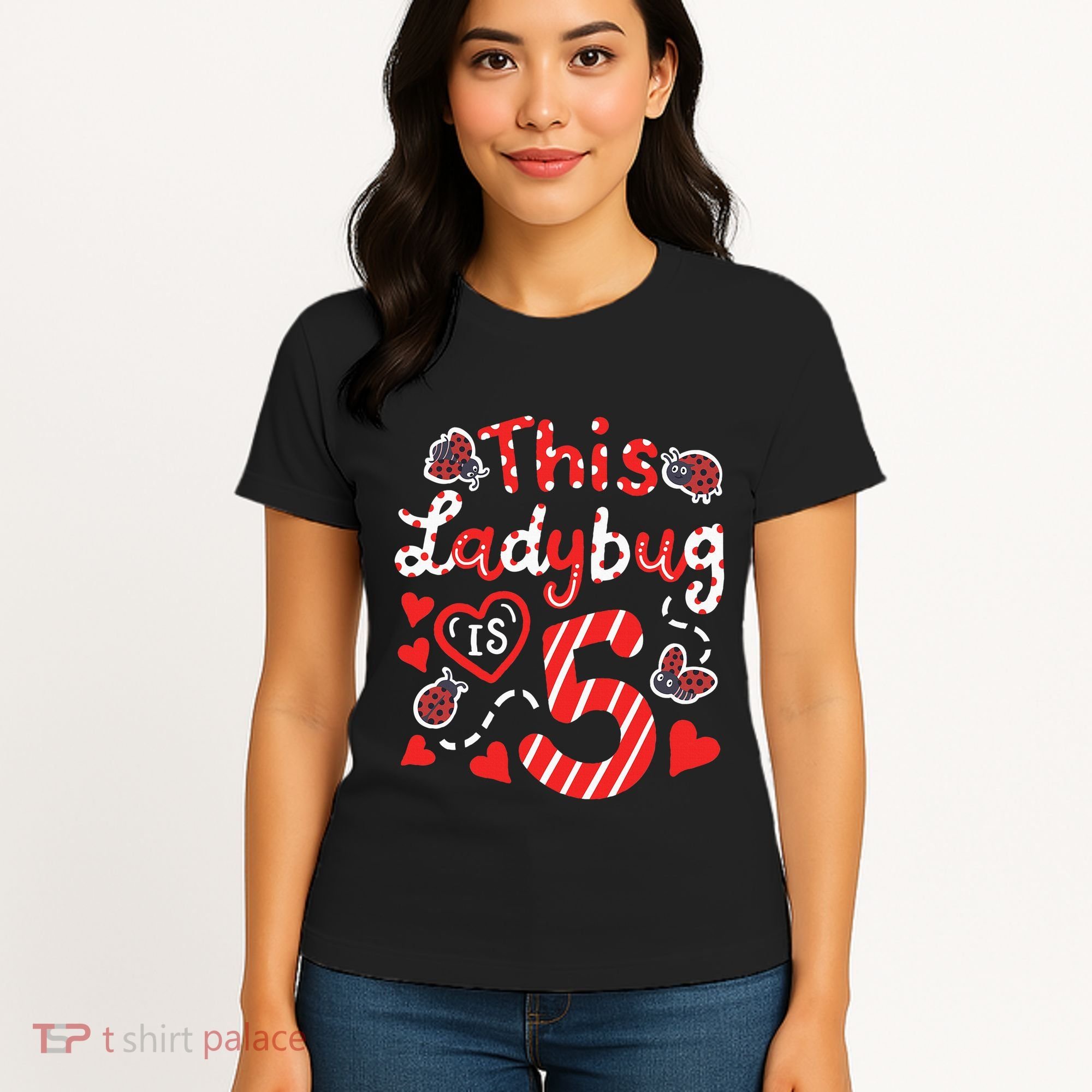 This Ladybug Is 5 Years Old 5th Birthday Girl Family Ladybug Women's T-Shirt