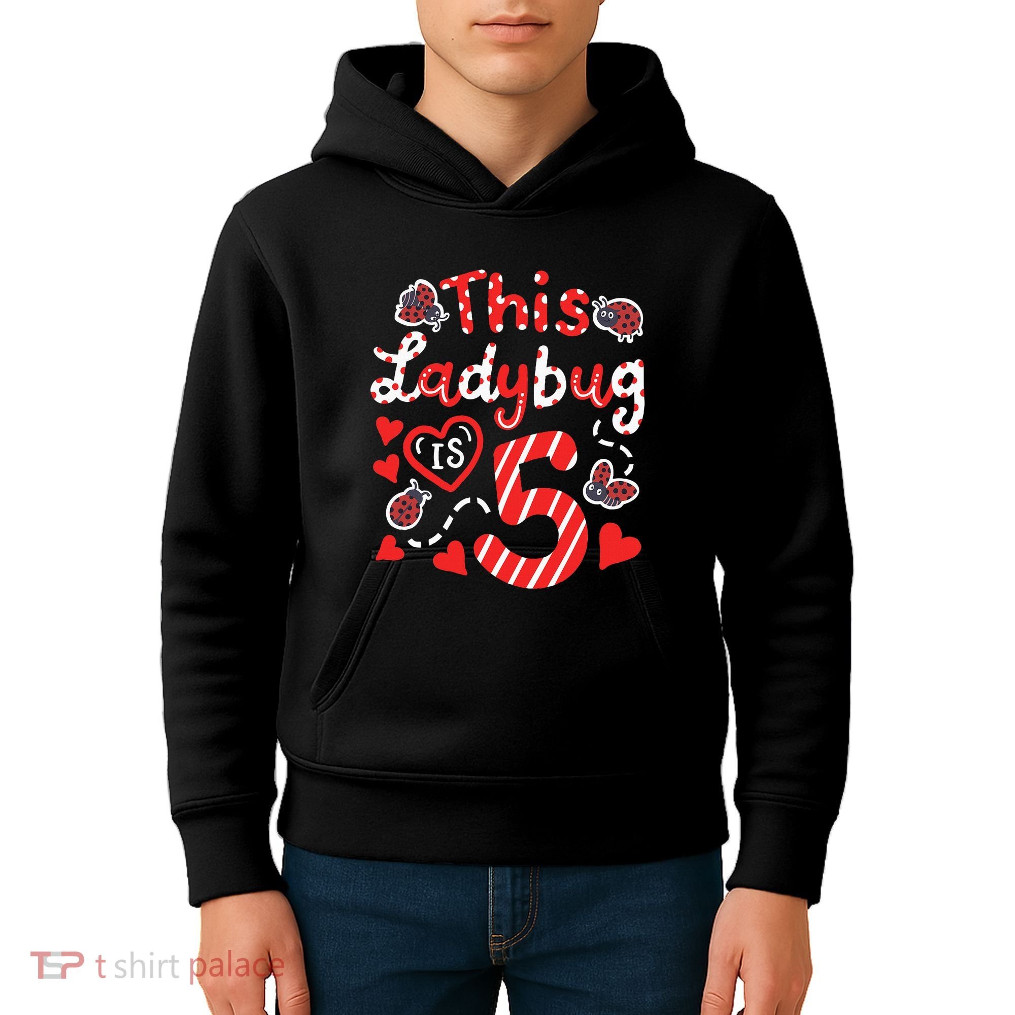 This Ladybug Is 5 Years Old 5th Birthday Girl Family Ladybug Kids Hoodie