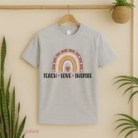 Teach Love Inspire Fall Autumn Rainbow T-Shirt thumb 2