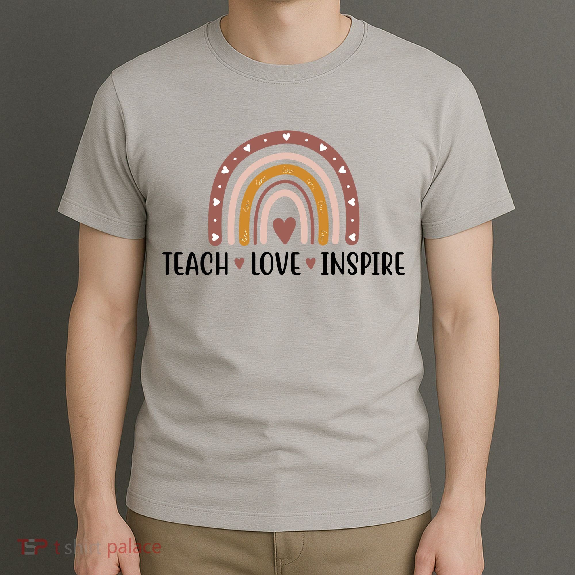Teach Love Inspire Fall Autumn Rainbow T-Shirt