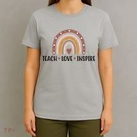 Teach Love Inspire Fall Autumn Rainbow T-Shirt thumb 4