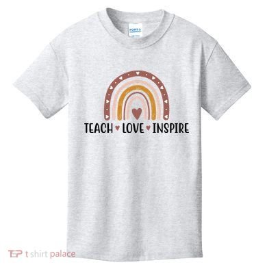 Teach Love Inspire Fall Autumn Rainbow Kids T-Shirt