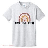 Teach Love Inspire Fall Autumn Rainbow Kids T-Shirt thumb 0