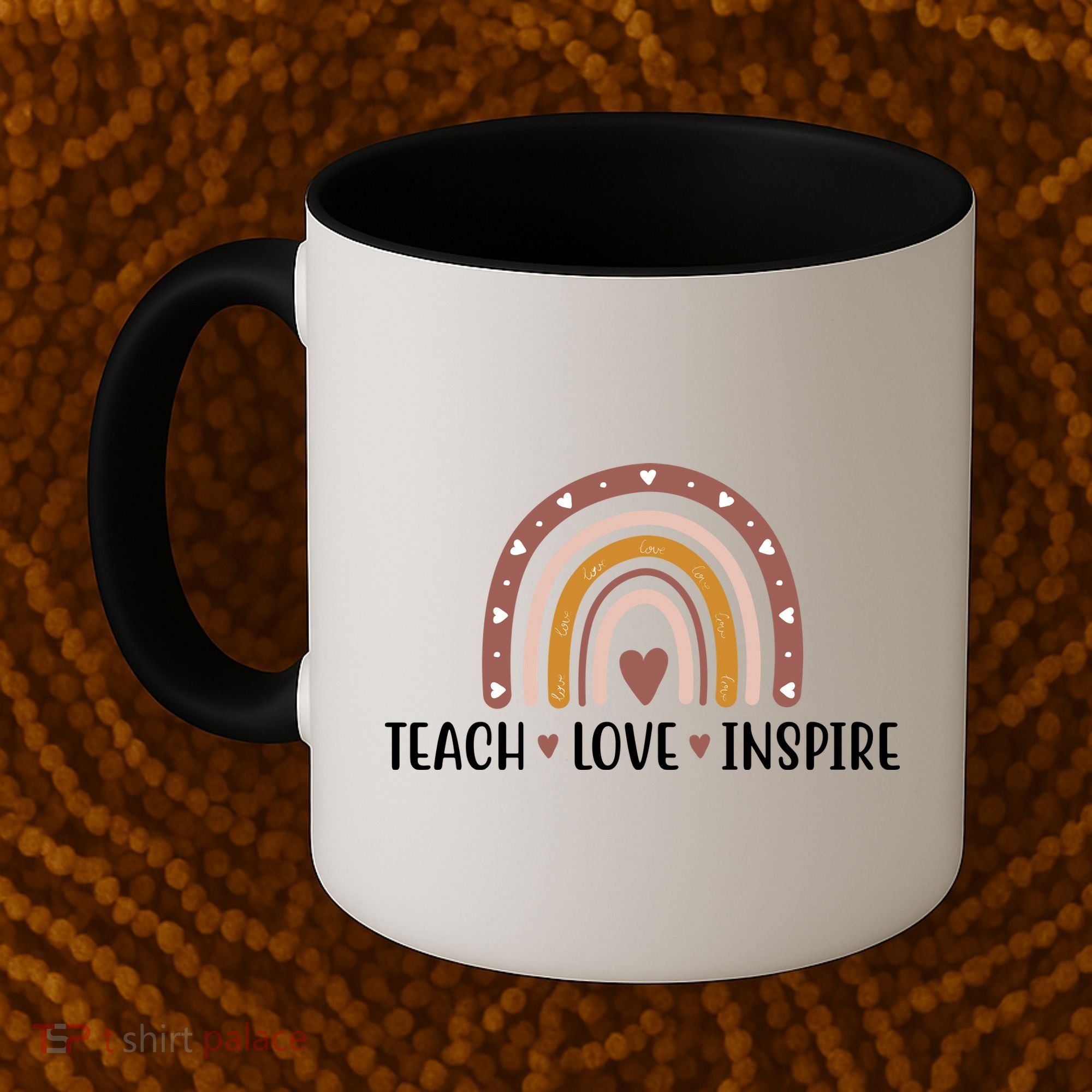Teach Love Inspire Fall Autumn Rainbow Coffee Mug