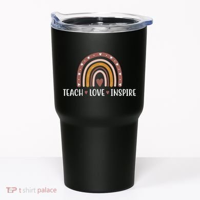 Teach Love Inspire Fall Autumn Rainbow Tumbler