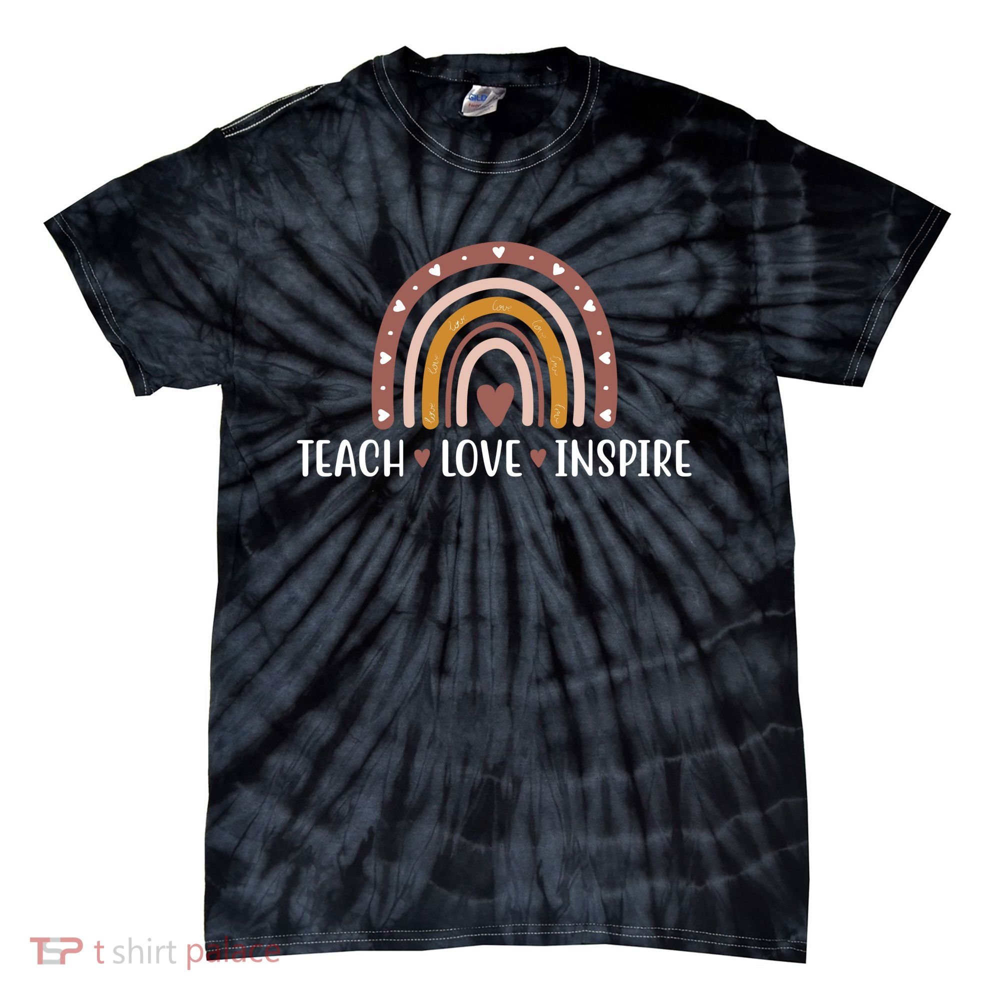 Teach Love Inspire Fall Autumn Rainbow Tie-Dye T-Shirt