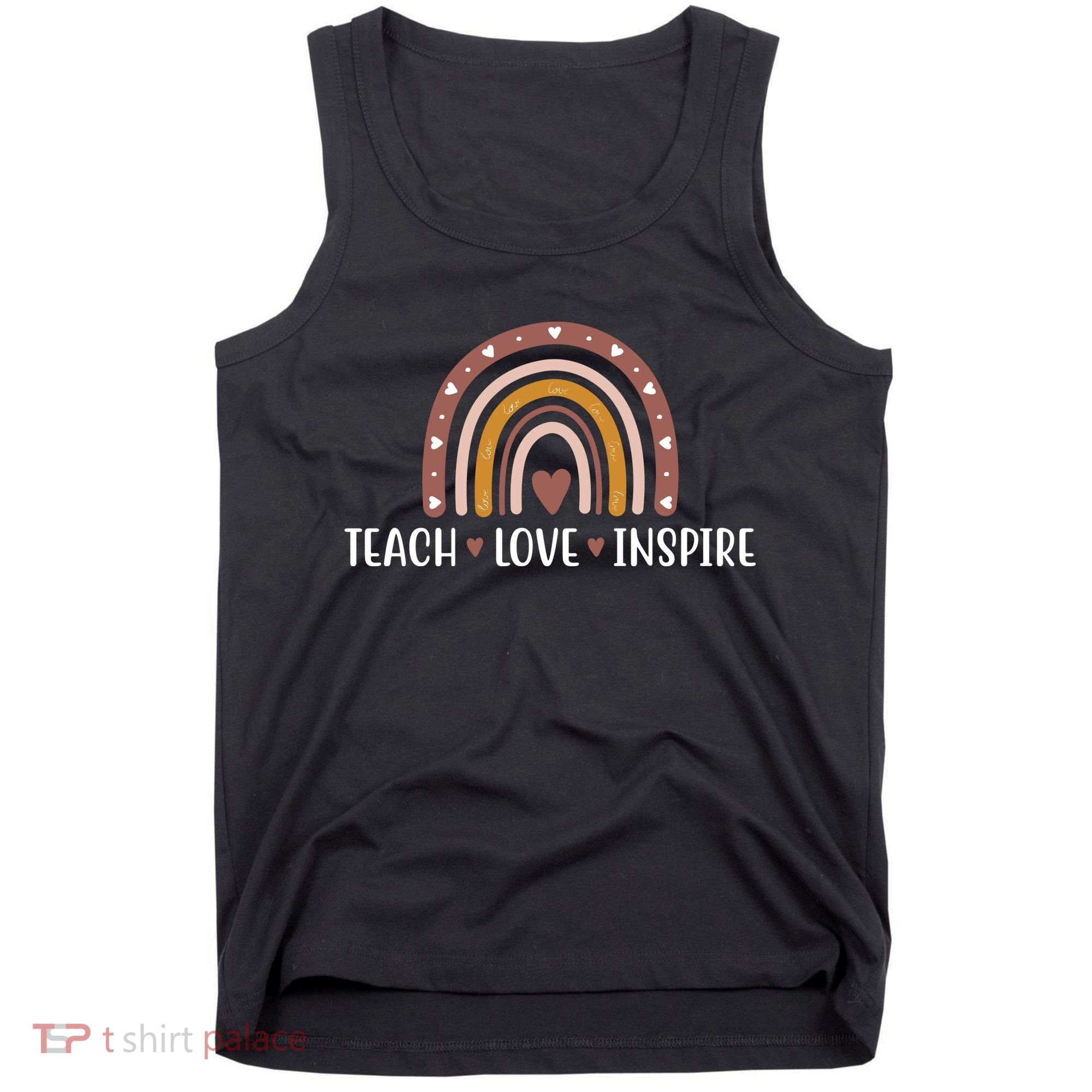 Teach Love Inspire Fall Autumn Rainbow Tank Top