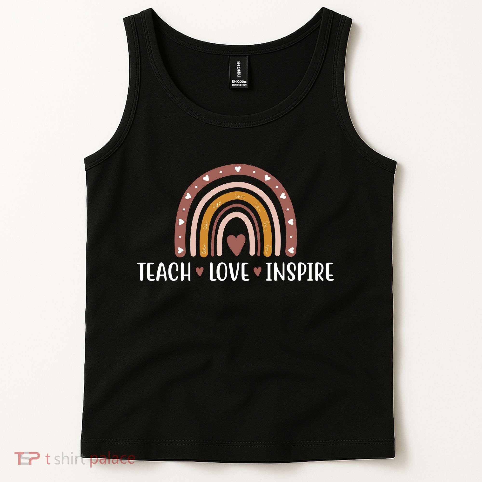 Teach Love Inspire Fall Autumn Rainbow Tank Top