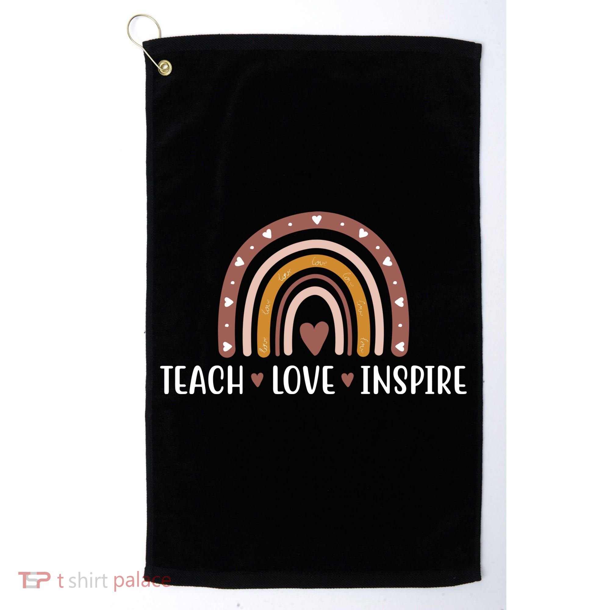 Teach Love Inspire Fall Autumn Rainbow Golf Towel