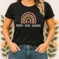 Teach Love Inspire Fall Autumn Rainbow Women's T-Shirt thumb 2
