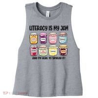 Teaching Literacy Is My Jam Gift For Teachers Women's Racerback Cropped Tank thumb 0