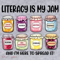 Teaching Literacy Is My Jam Gift For Teachers Women's Racerback Cropped Tank thumb 2