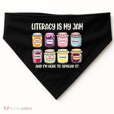 Teaching Literacy Is My Jam Gift For Teachers USA-Made Doggie Bandana