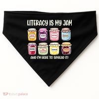 Teaching Literacy Is My Jam Gift For Teachers USA-Made Doggie Bandana thumb 0