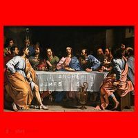 The Lord Jesus Christ With 12 Apostles On The Lords Supper Santa Hat thumb 1