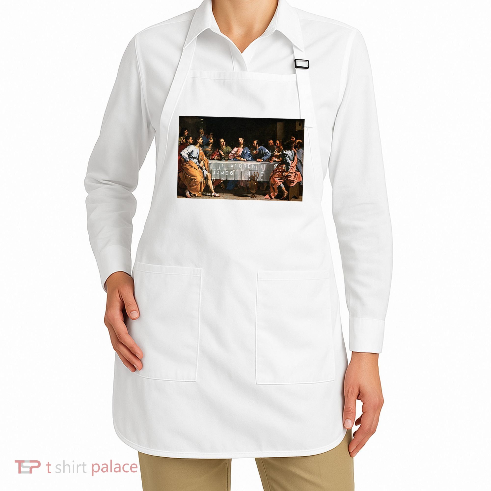 The Lord Jesus Christ With 12 Apostles On The Lords Supper Apron