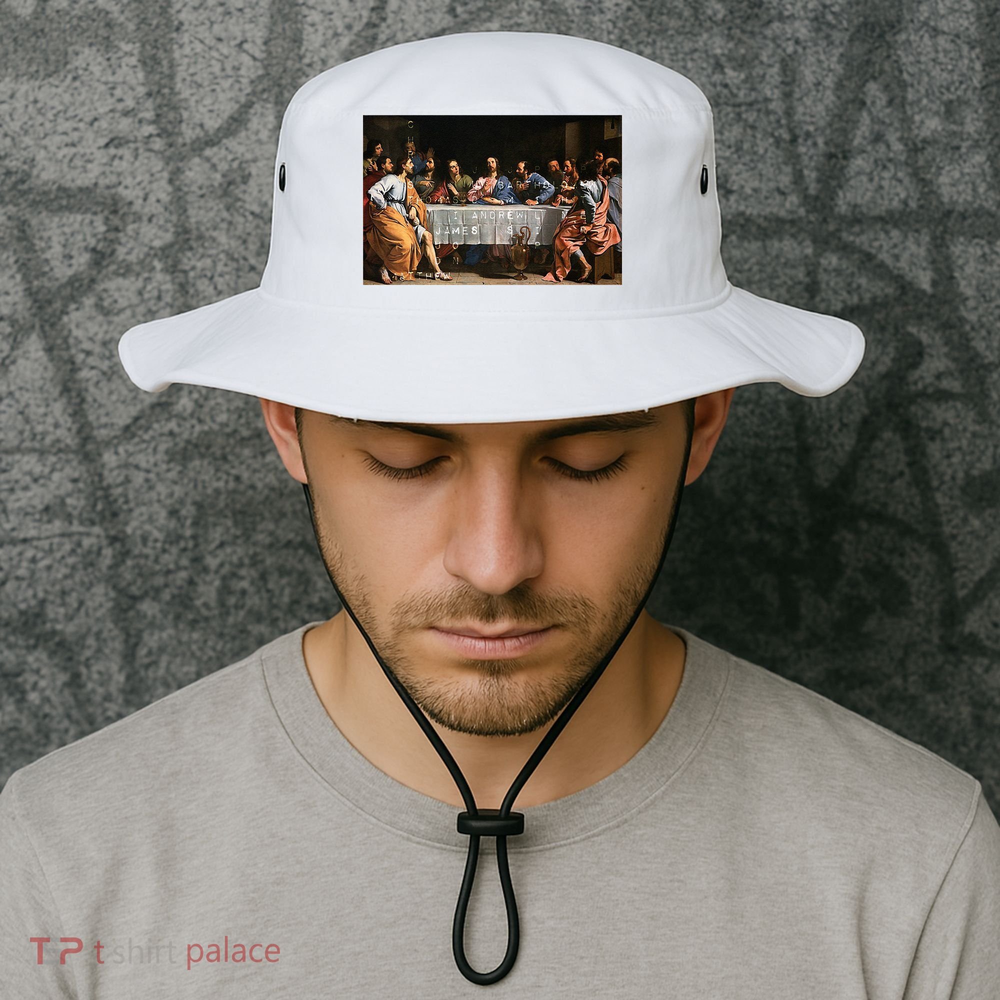 The Lord Jesus Christ With 12 Apostles On The Lords Supper Bucket Hat