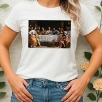 The Lord Jesus Christ With 12 Apostles On The Lords Supper Women's T-Shirt thumb 2