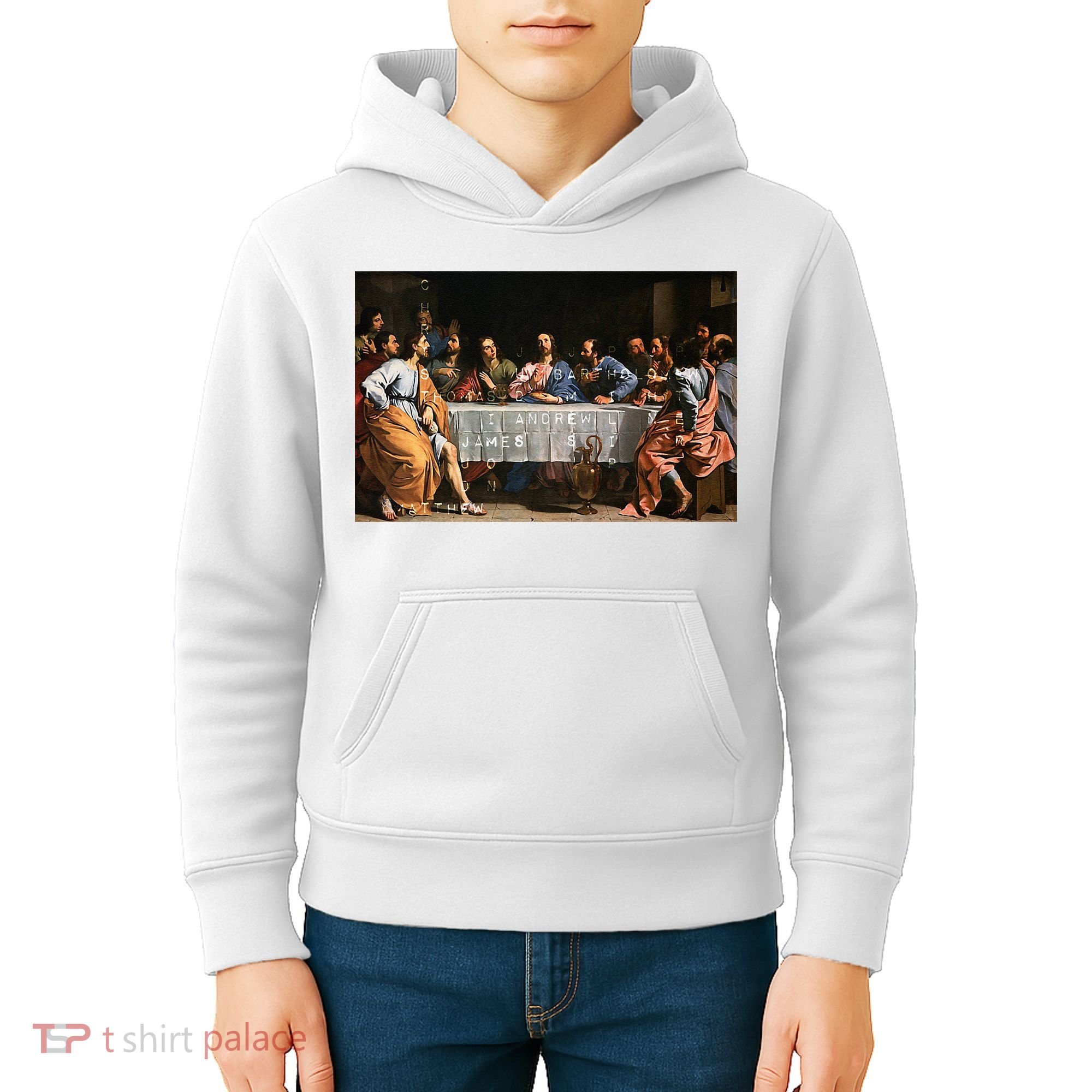The Lord Jesus Christ With 12 Apostles On The Lords Supper Kids Hoodie