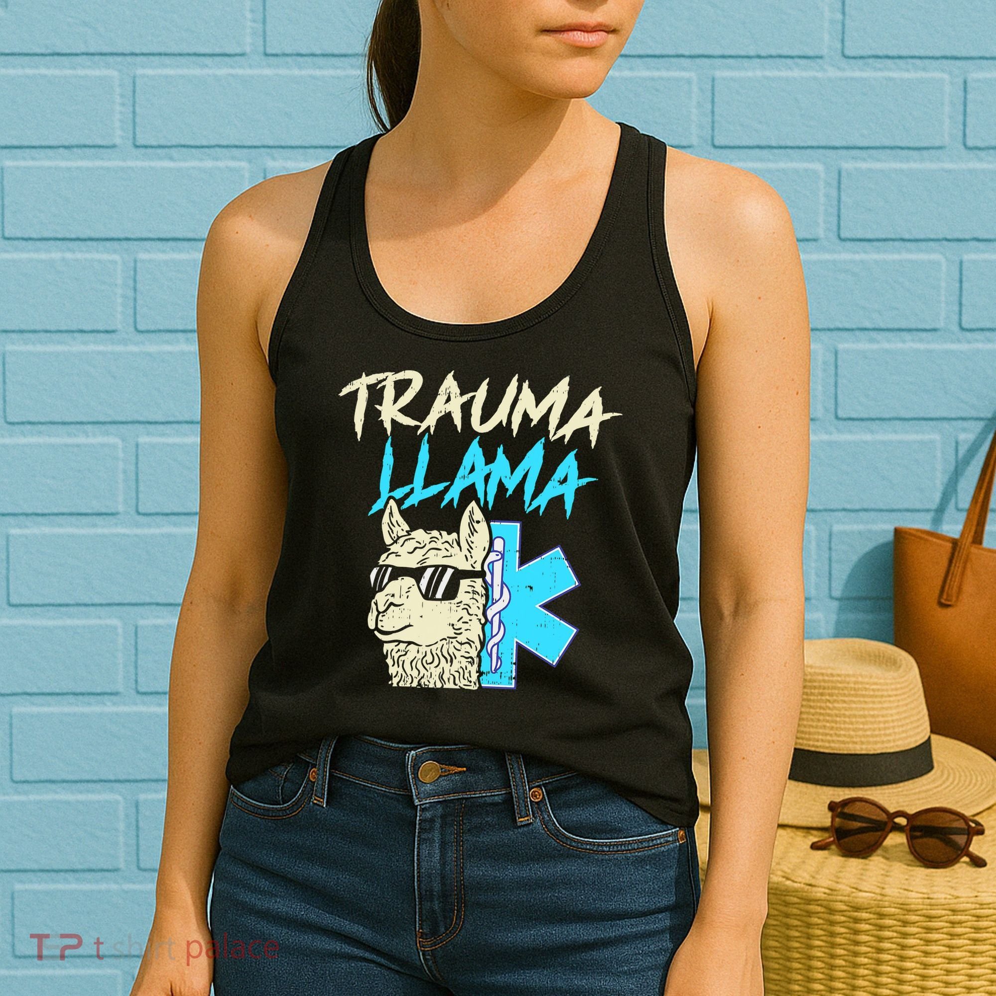 Trauma Llama K Funny Alpaca Llama Snake Women's Tank Top