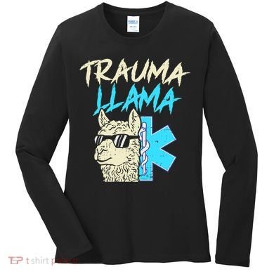 Trauma Llama K Funny Alpaca Llama Snake Women's Long Sleeve Shirt