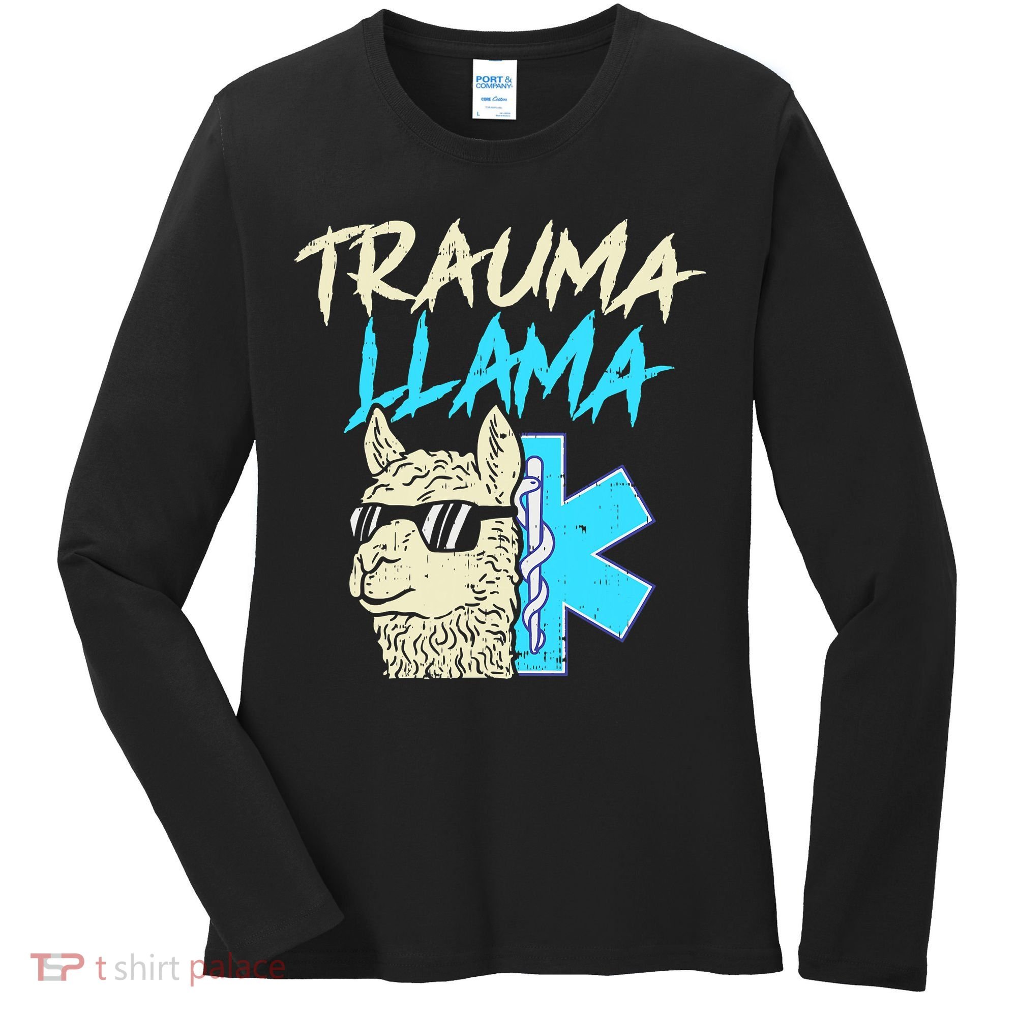 Trauma Llama K Funny Alpaca Llama Snake Women's Long Sleeve Shirt