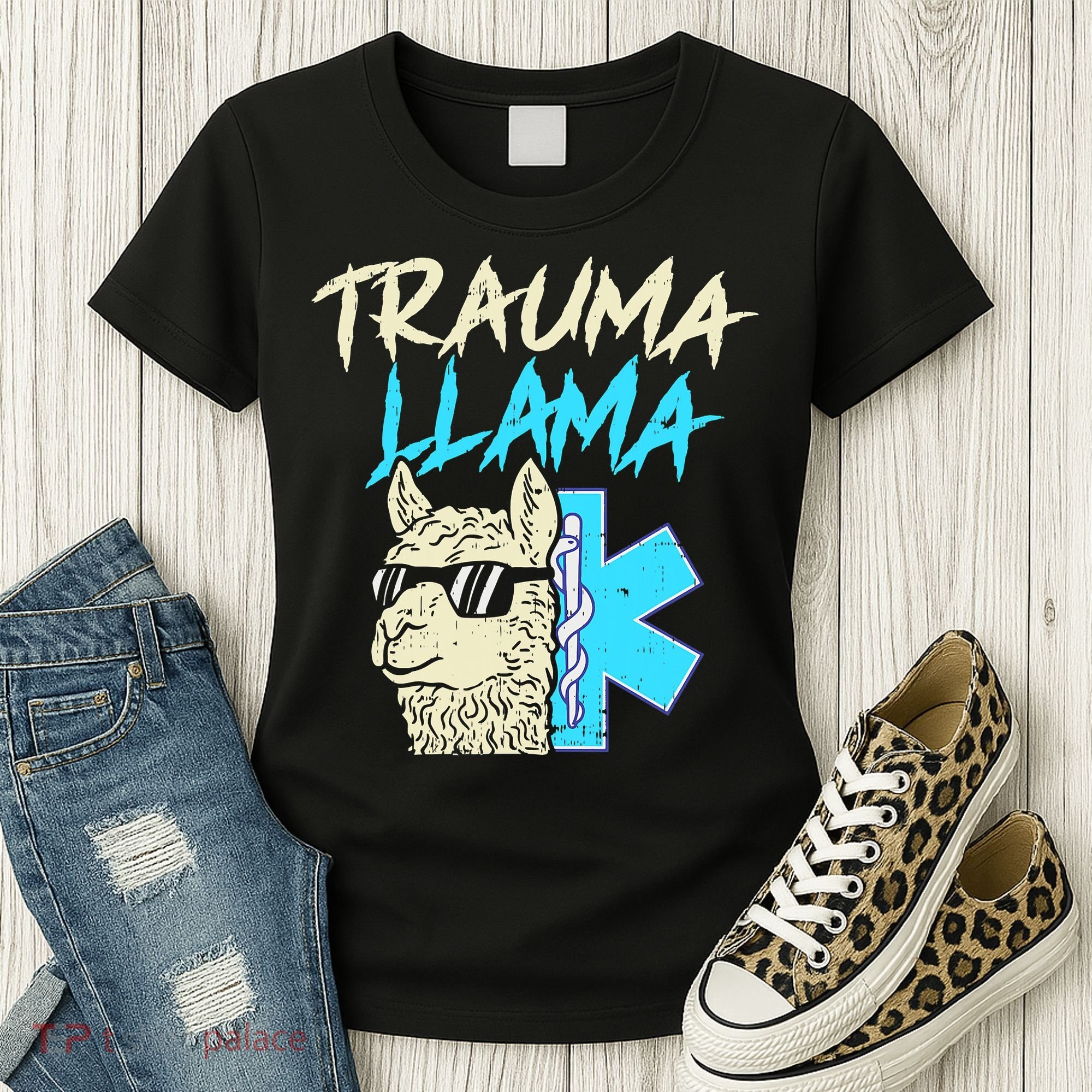 Trauma Llama K Funny Alpaca Llama Snake Women's T-Shirt