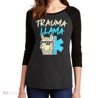 Trauma Llama K Funny Alpaca Llama Snake Women's Tri-Blend 3/4-Sleeve Raglan Shirt thumb 2
