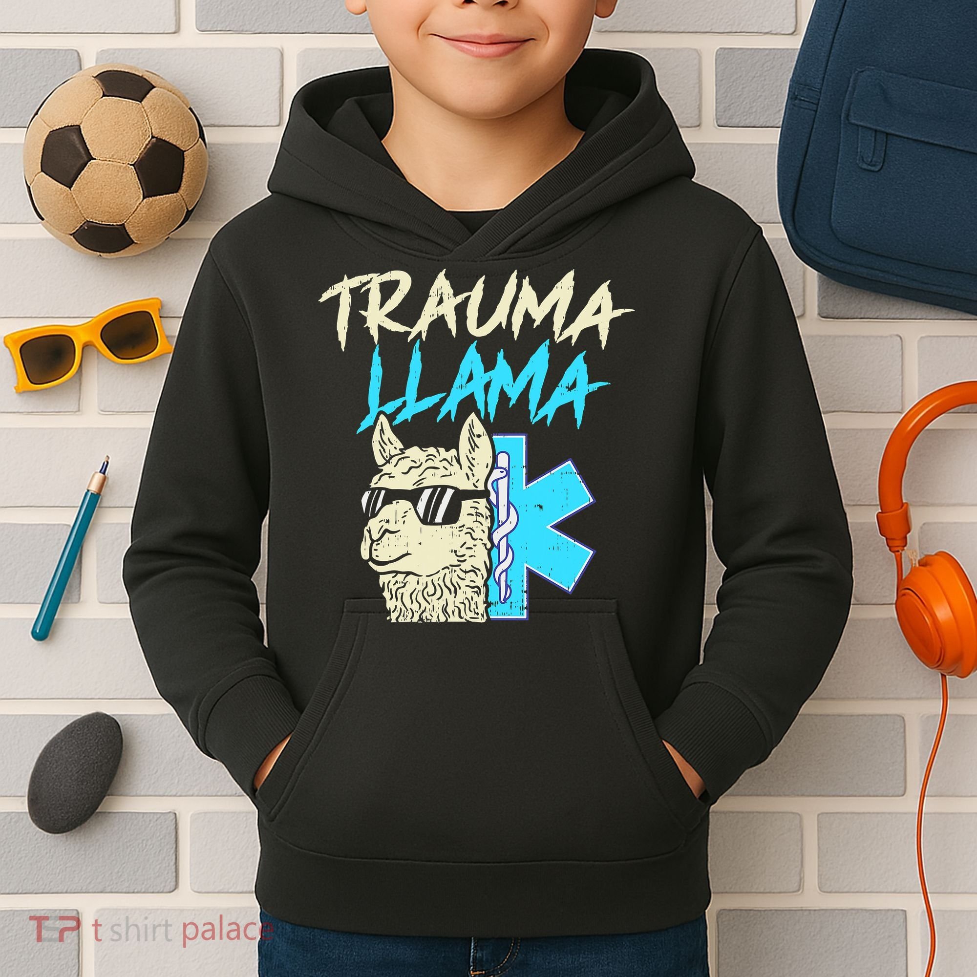 Trauma Llama K Funny Alpaca Llama Snake Kids Hoodie
