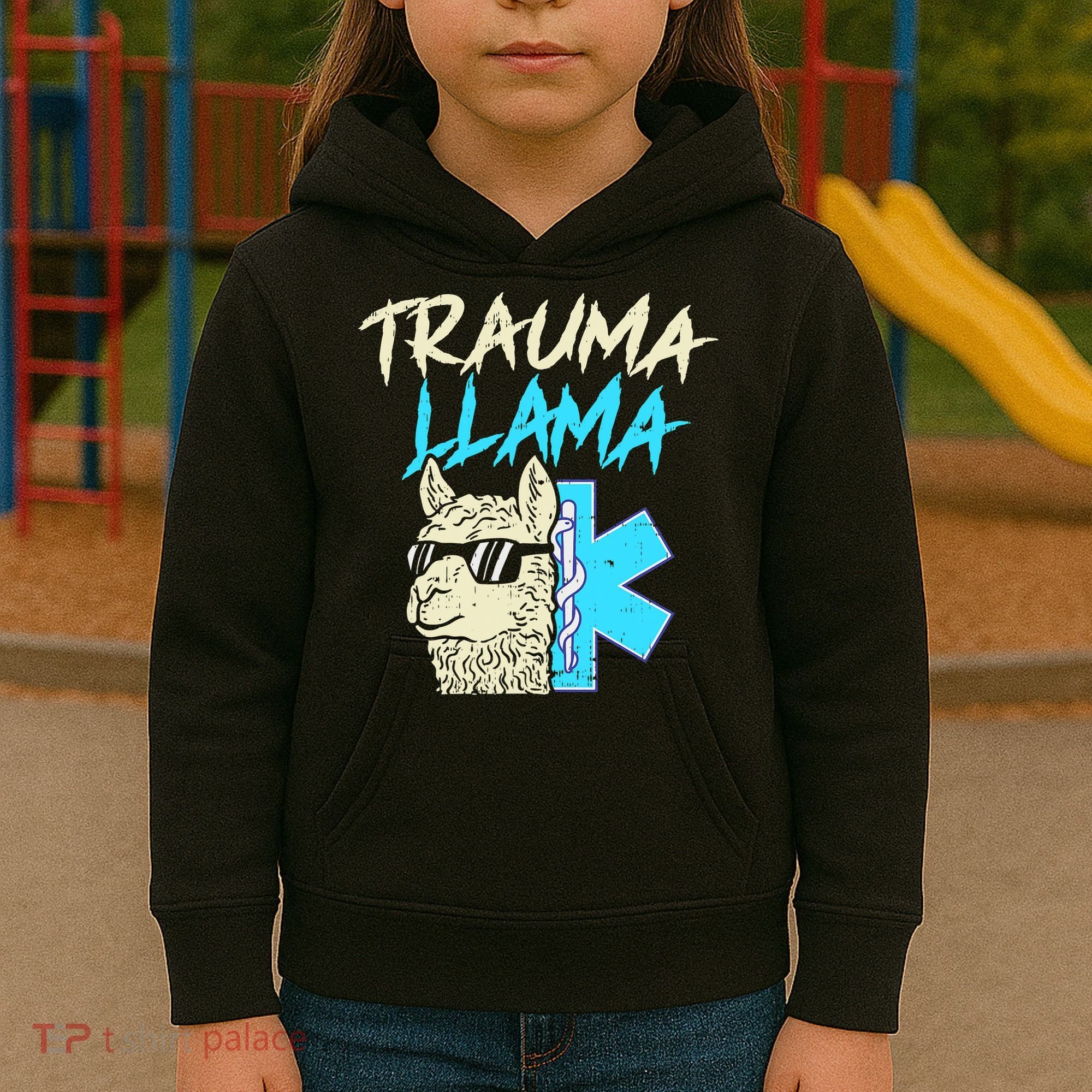 Trauma Llama K Funny Alpaca Llama Snake Kids Hoodie