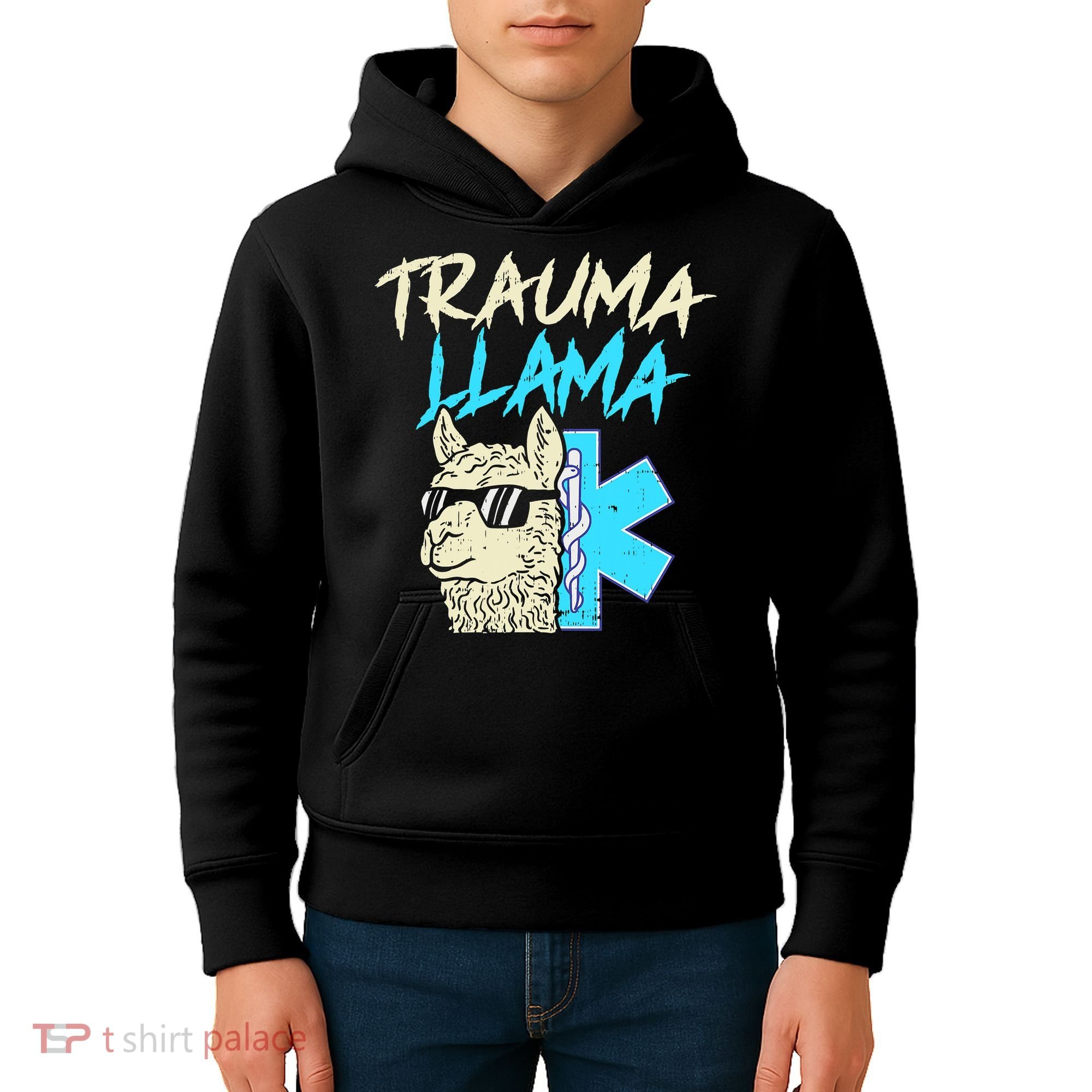 Trauma Llama K Funny Alpaca Llama Snake Kids Hoodie