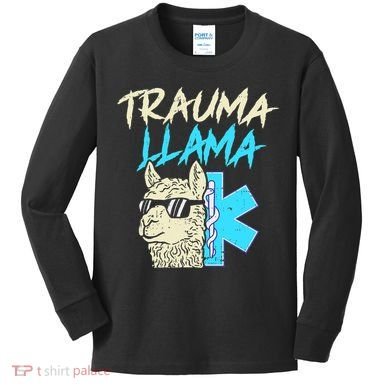 Trauma Llama K Funny Alpaca Llama Snake Kids Long Sleeve Shirt