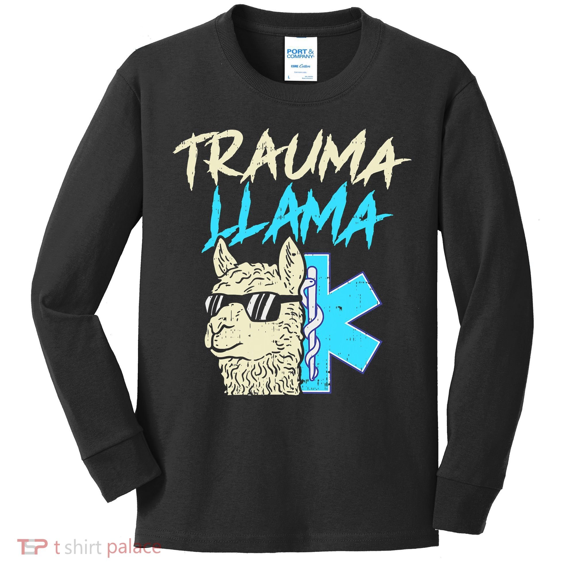 Trauma Llama K Funny Alpaca Llama Snake Kids Long Sleeve Shirt