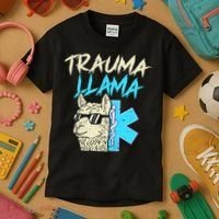 Trauma Llama K Funny Alpaca Llama Snake Kids T-Shirt thumb 3