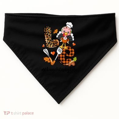 Thanksgiving Love Lunch Lady Turkey Fall USA-Made Doggie Bandana