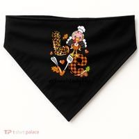 Thanksgiving Love Lunch Lady Turkey Fall USA-Made Doggie Bandana thumb 0