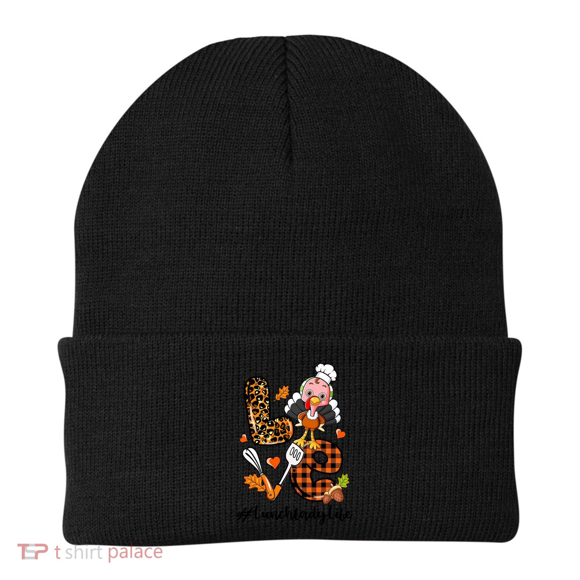 Thanksgiving Love Lunch Lady Turkey Fall Beanie