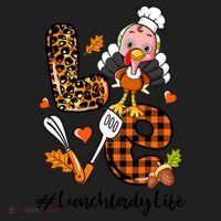 Thanksgiving Love Lunch Lady Turkey Fall Hat thumb 2