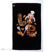 Thanksgiving Love Lunch Lady Turkey Fall Golf Towel thumb 0