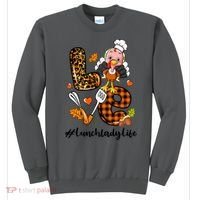 Thanksgiving Love Lunch Lady Turkey Fall Sweatshirt thumb 0