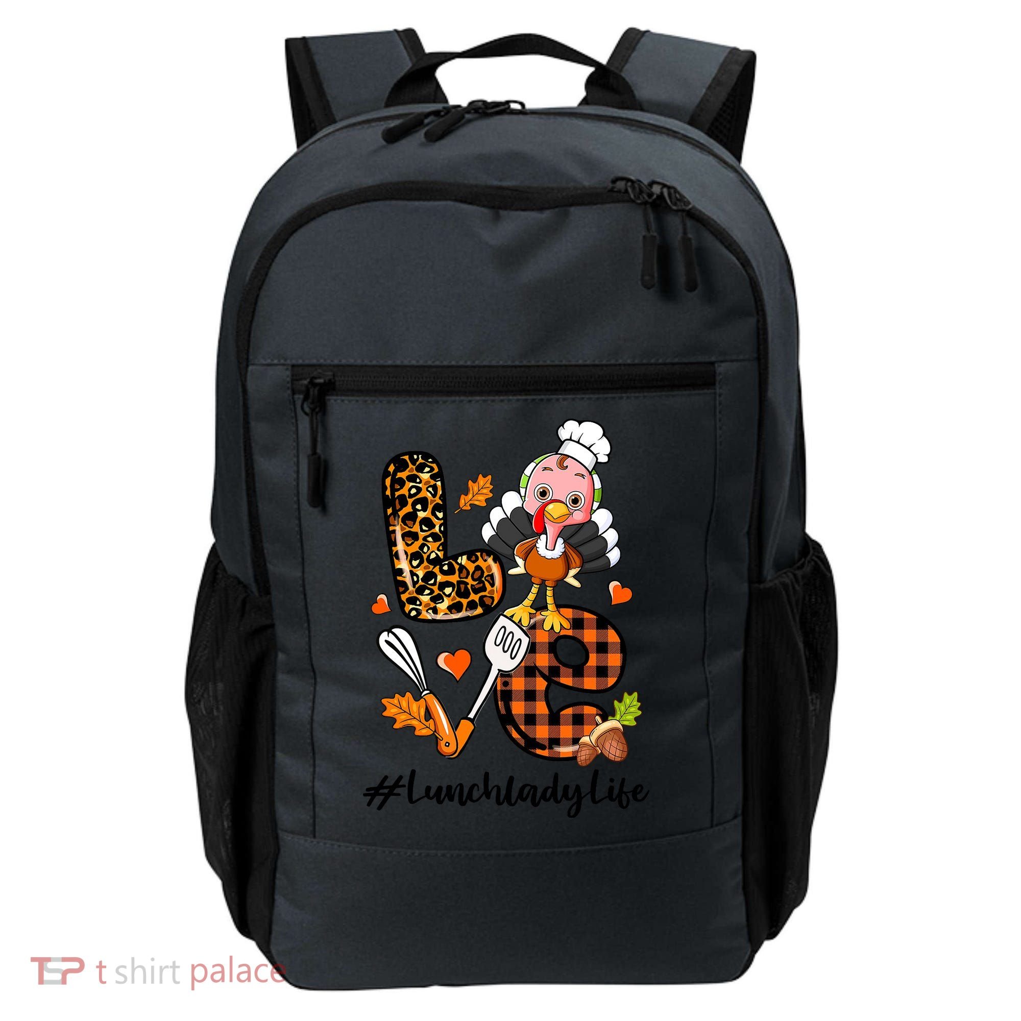 Thanksgiving Love Lunch Lady Turkey Fall Backpack