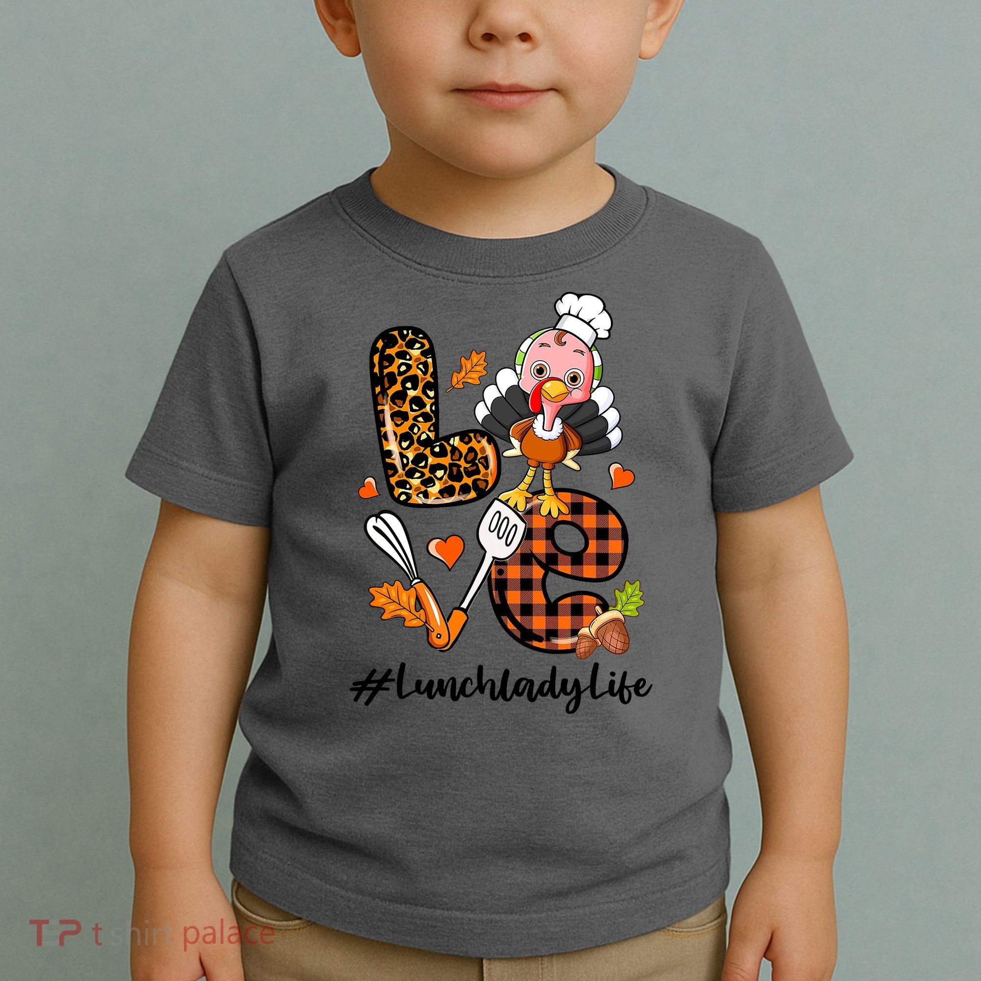 Thanksgiving Love Lunch Lady Turkey Fall Toddler T-Shirt