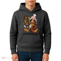 Thanksgiving Love Lunch Lady Turkey Fall Kids Hoodie thumb 4