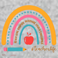 Teacher Life Love Inspire Motivate Rainbow The Baniff Cuffed Pom Beanie thumb 2