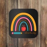 Teacher Life Love Inspire Motivate Rainbow Coaster thumb 0