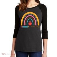 Teacher Life Love Inspire Motivate Rainbow Women's Tri-Blend 3/4-Sleeve Raglan Shirt thumb 2