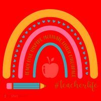 Teacher Life Love Inspire Motivate Rainbow Santa Hat thumb 1